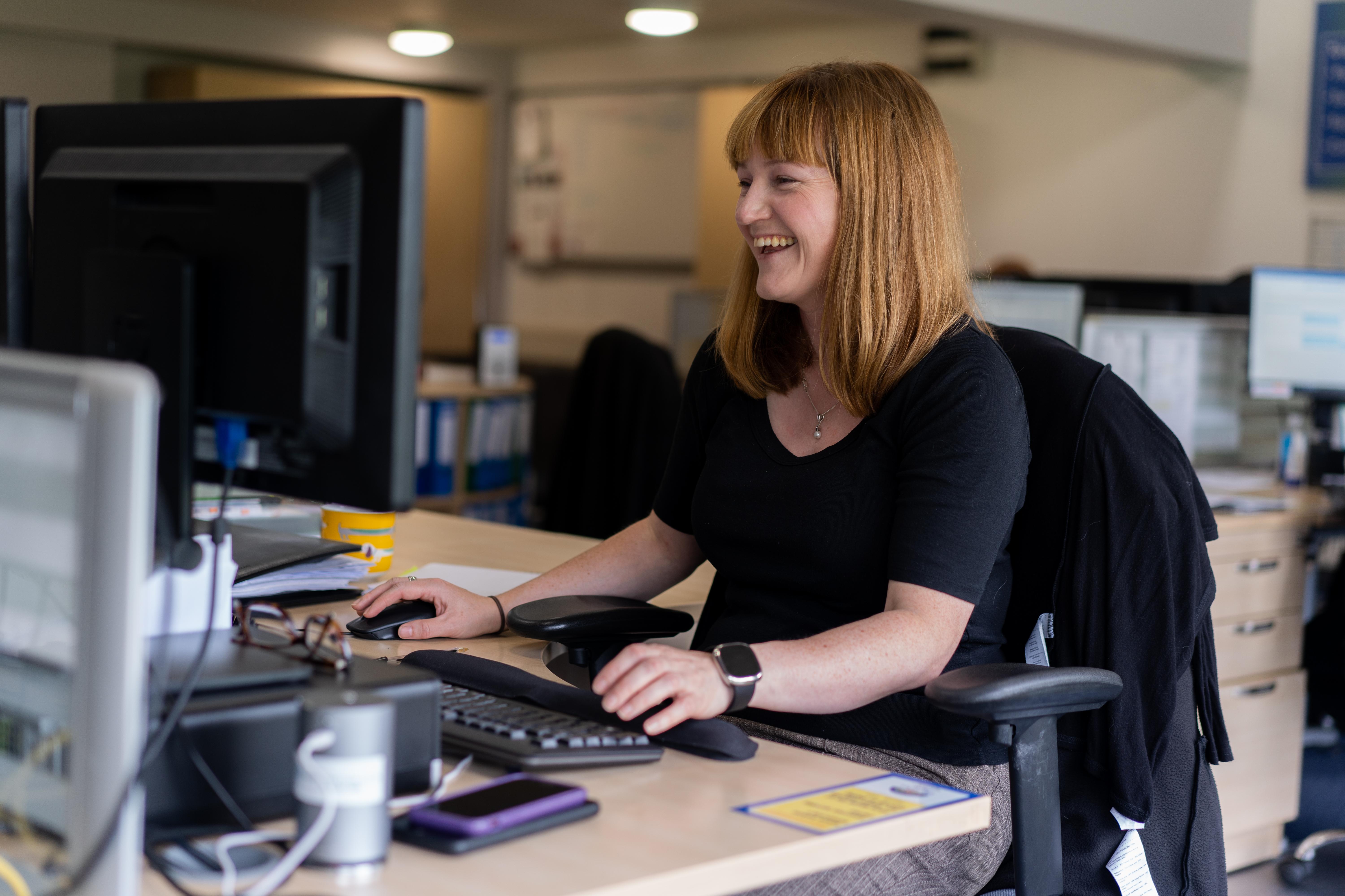 Morven at desk